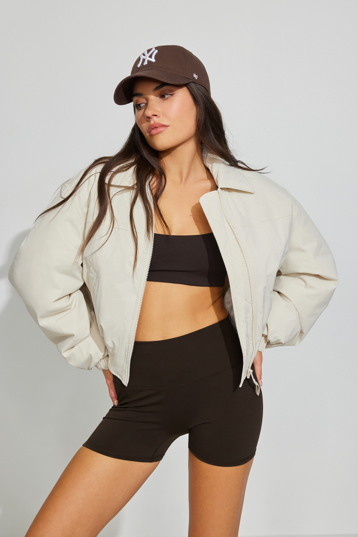 Cropped Nylon Bomber Jacket