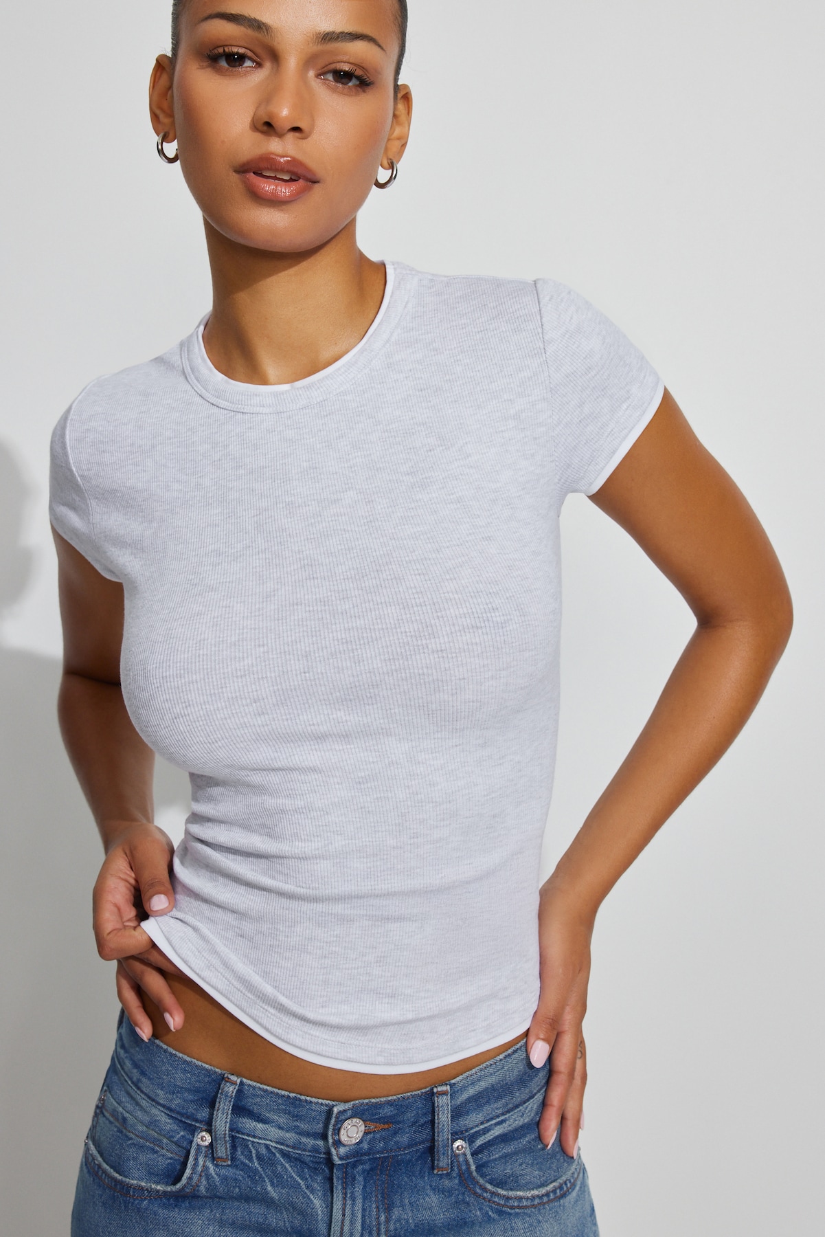 Ribbed Double Layer T-Shirt